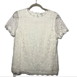NWOT Eyelash Lace Crewneck Blouse